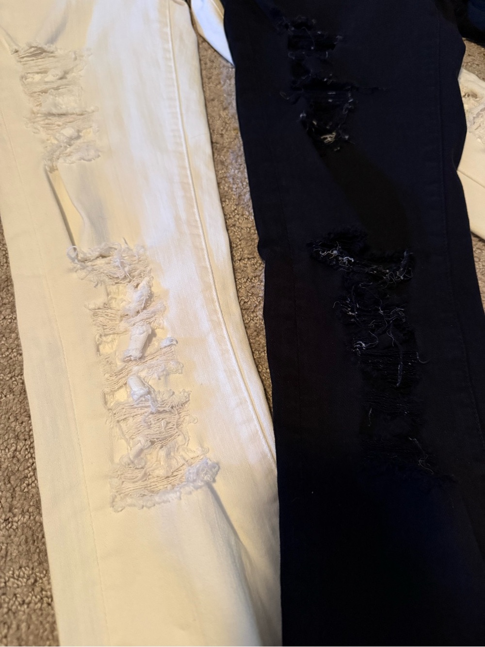 Frame Denim Distressed Skinny Jeans in White & Black Both